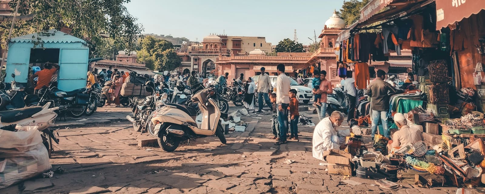 A busy market street in Jaipur where our field teams work
